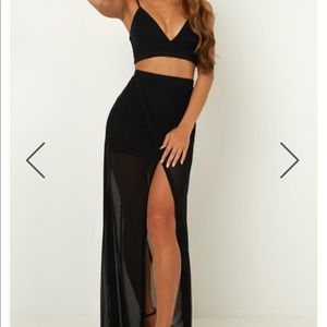 Two piece long black formal dress